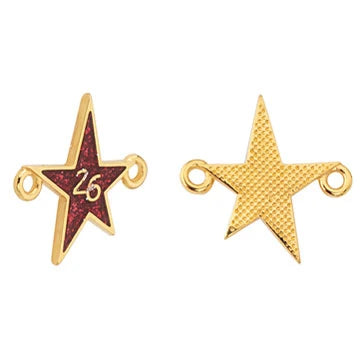 Ενωτικό αστέρι Νο.26 από ζάμακ χρυσό 24K NF με Soft Burgundy Glitter – συσκευασία 10 τεμαχίων – So Cute Cut