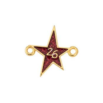 Ενωτικό αστέρι Νο.26 από ζάμακ χρυσό 24K NF με Soft Burgundy Glitter – συσκευασία 10 τεμαχίων – So Cute Cut
