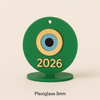 Γούρι “Μάτι 2026” Plexiglass – Κρεμαστό & Επιτραπέζιο | Κόκκινο, Πράσινο, Λευκό, Διάφανο