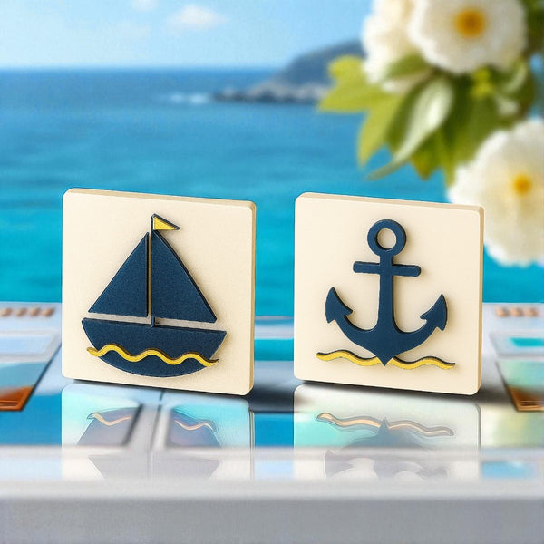 Μπομπονιέρες με άγκυρα navy και καραβάκι σε λευκή πλάτη So Cute Cut