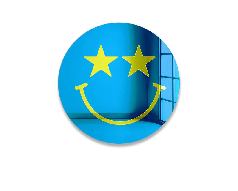 Aκρυλικός διακοσμητικός καθρέφτης τοίχου Smilley Face με αστέρια - So Cute Cut