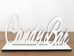 Ξύλινη επιτραπέζια επιγραφή Candy Bar με βάση - So Cute Cut