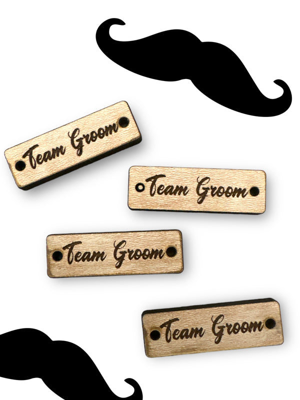 Ξύλινο ταμπελάκι Team Groom σε συσκευασία 10 τεμαχίων - So Cute Cut