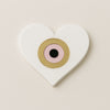 Heart-shaped white plexiglass charm with pink and gold evil eye detail So Cute Cut