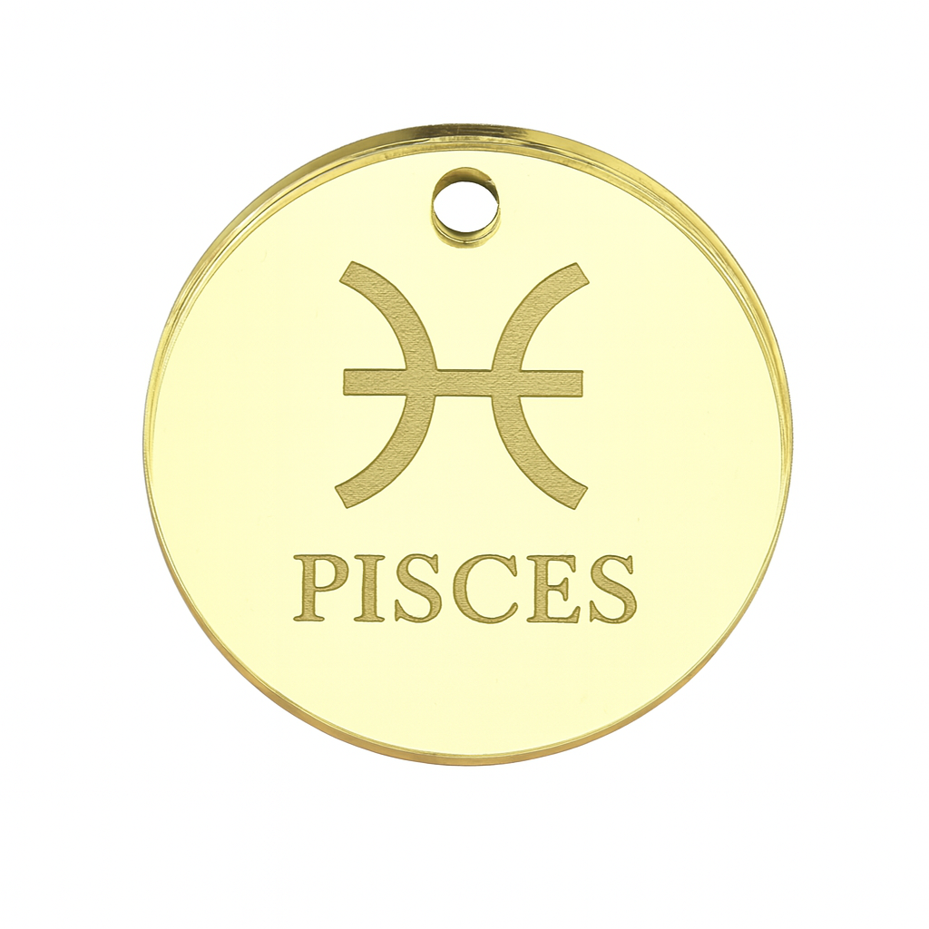 Σειρά “Zodiac Chic” – 12 Ζώδια σε Χρυσό Καθρέφτη με Χάραξη/set 10 τεμαχίων ανά ζώδιο