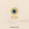 Γούρι “Μάτι 2026” Plexiglass – Κρεμαστό & Επιτραπέζιο | Κόκκινο, Πράσινο, Λευκό, Διάφανο