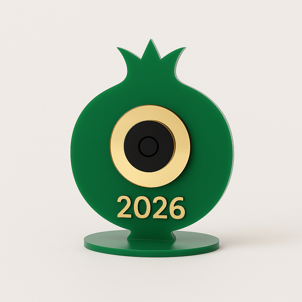 Γούρι “Ρόδι 2026” με μάτι – Plexiglass Κρεμαστό & Επιτραπέζιο σε 4 χρώματα |