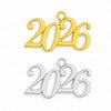 Μεταλλικό charm 2026 σε χρυσό φινίρισμα με τρύπα ανάρτησης – σετ 50 τεμαχίων