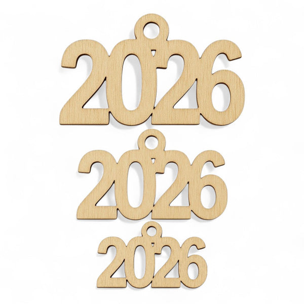 Ξύλινο Στοιχείο Κρεμαστό "2026" – Σε 3 Υλικά & 3 Διαστάσεις