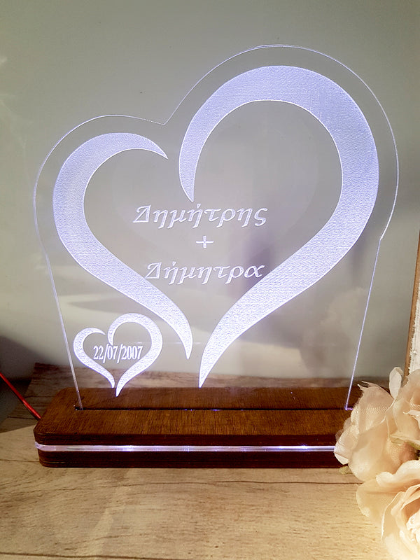 Φωτιστικό led διπλή καρδιά με προσωποποίηση - So Cute Cut