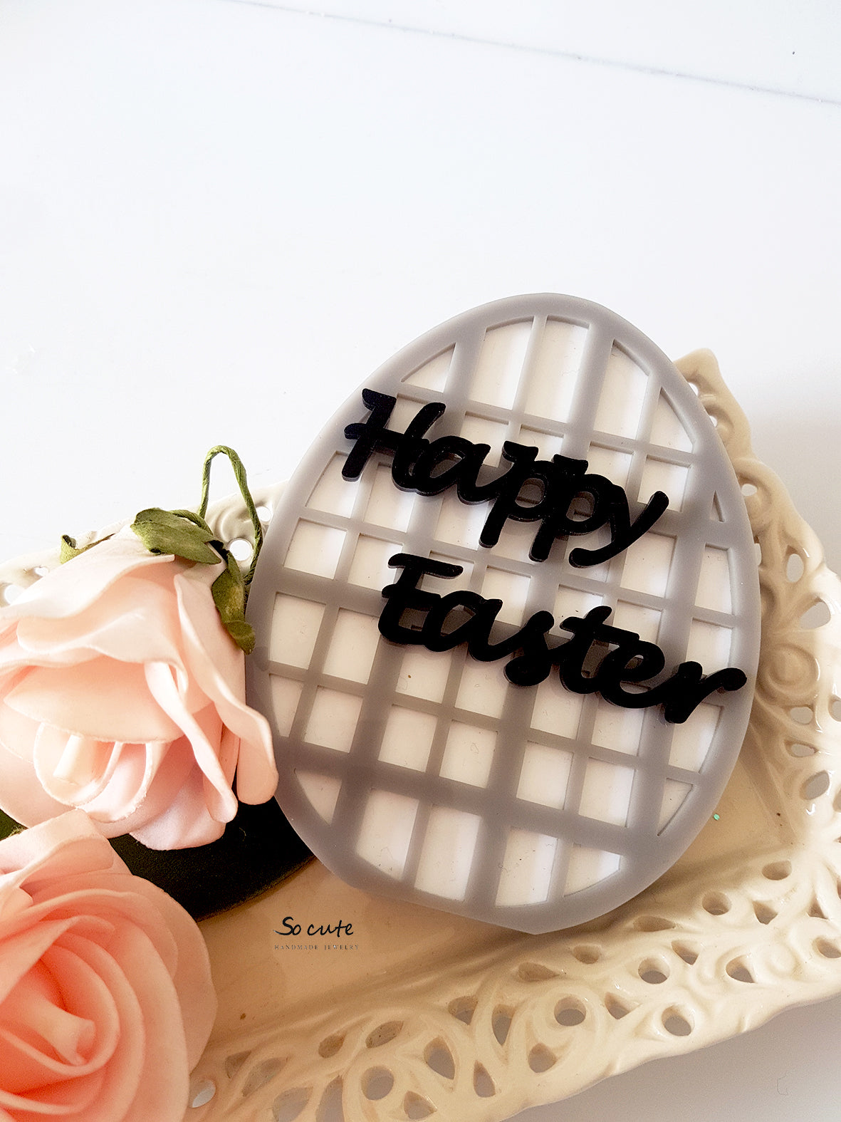 Επιτραπέζιο γούρι με πλέγμα Happy Easter - So Cute Cut