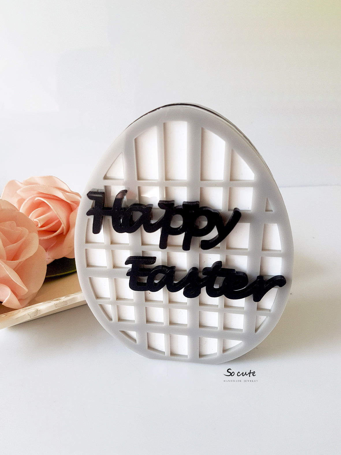 Επιτραπέζιο γούρι με πλέγμα Happy Easter - So Cute Cut