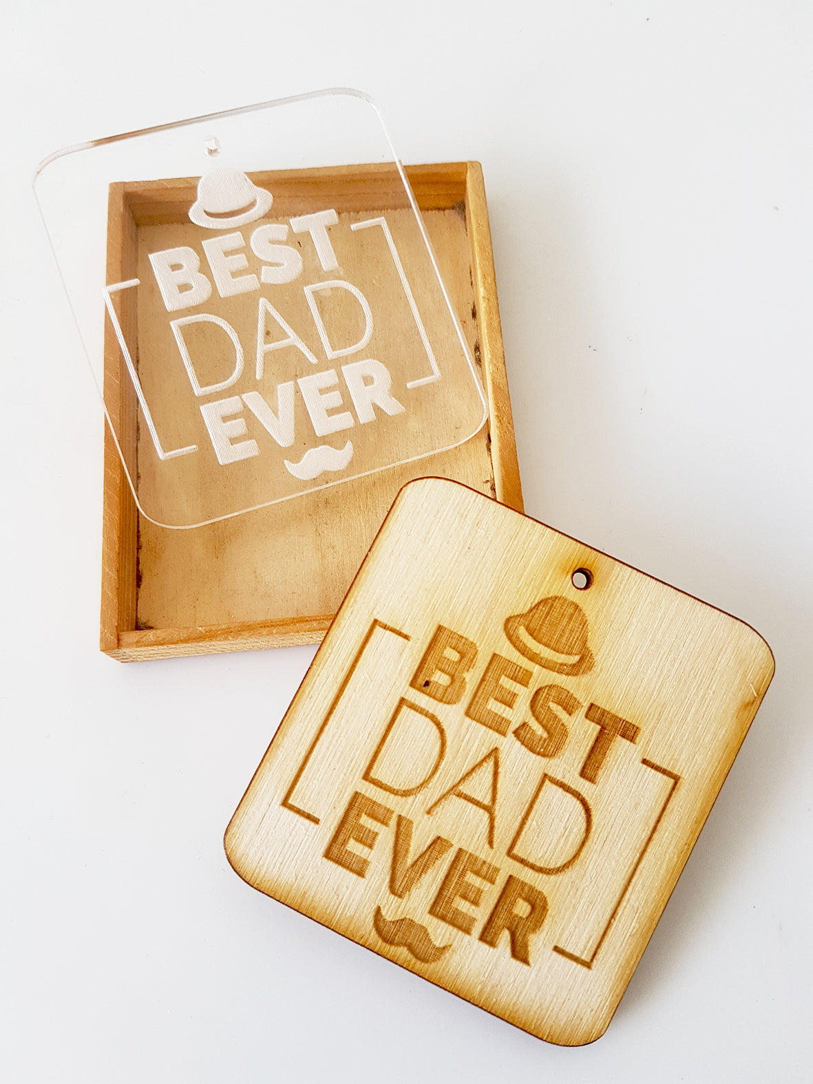 Ξύλινο κρεμαστό στοιχείο BEST DAD EVER σε συσκευασία 5 τεμαχίων - So Cute Cut