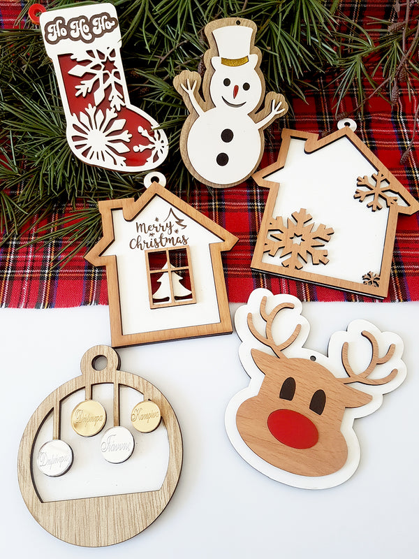 Ξύλινο στοιχείο για γούρι Σπιτάκι Merry Christmas σε συσκευασία 4 τεμαχίων - So Cute Cut