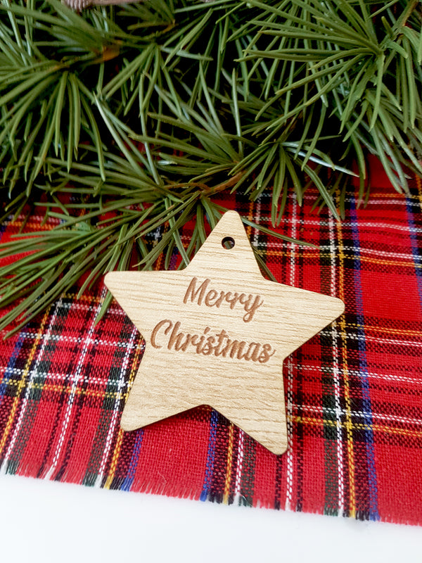 Ξύλινο στοιχείο για γούρι Αστέρι Merry Christmas σε συσκευασία 10 τεμαχίων - So Cute Cut