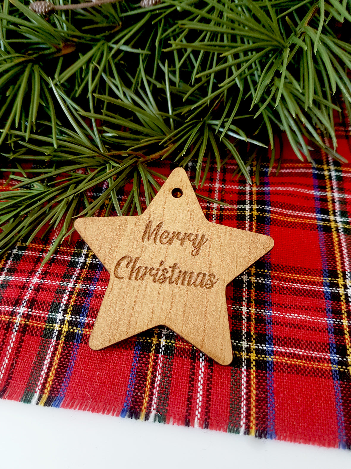 Ξύλινο στοιχείο για γούρι Αστέρι Merry Christmas σε συσκευασία 10 τεμαχίων - So Cute Cut