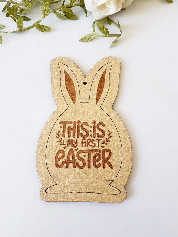 Ξύλινο λαγουδάκι This is my first Easter σε συσκευασία 5 τεμαχίων - So Cute Cut