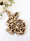 Ξύλινο κρεμαστό κουνελάκι origami, 12x8,5 εκ., από So Cute Cut. Κομψή και μίνιμαλ πασχαλινή διακόσμηση.