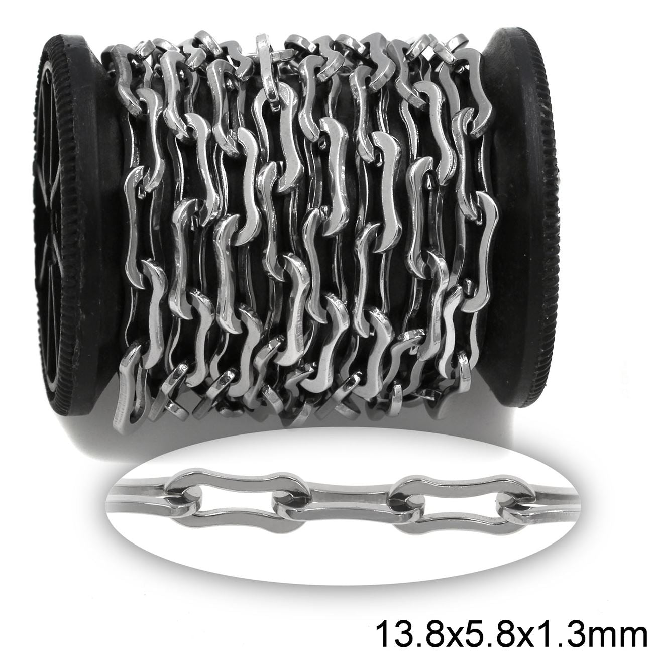 Αλυσίδα Ατσάλινη Κρίκος Οβάλ Πλακέ 13.8x5.8x1.3mm σε συσκευασία 1 μέτρου - So Cute Cut