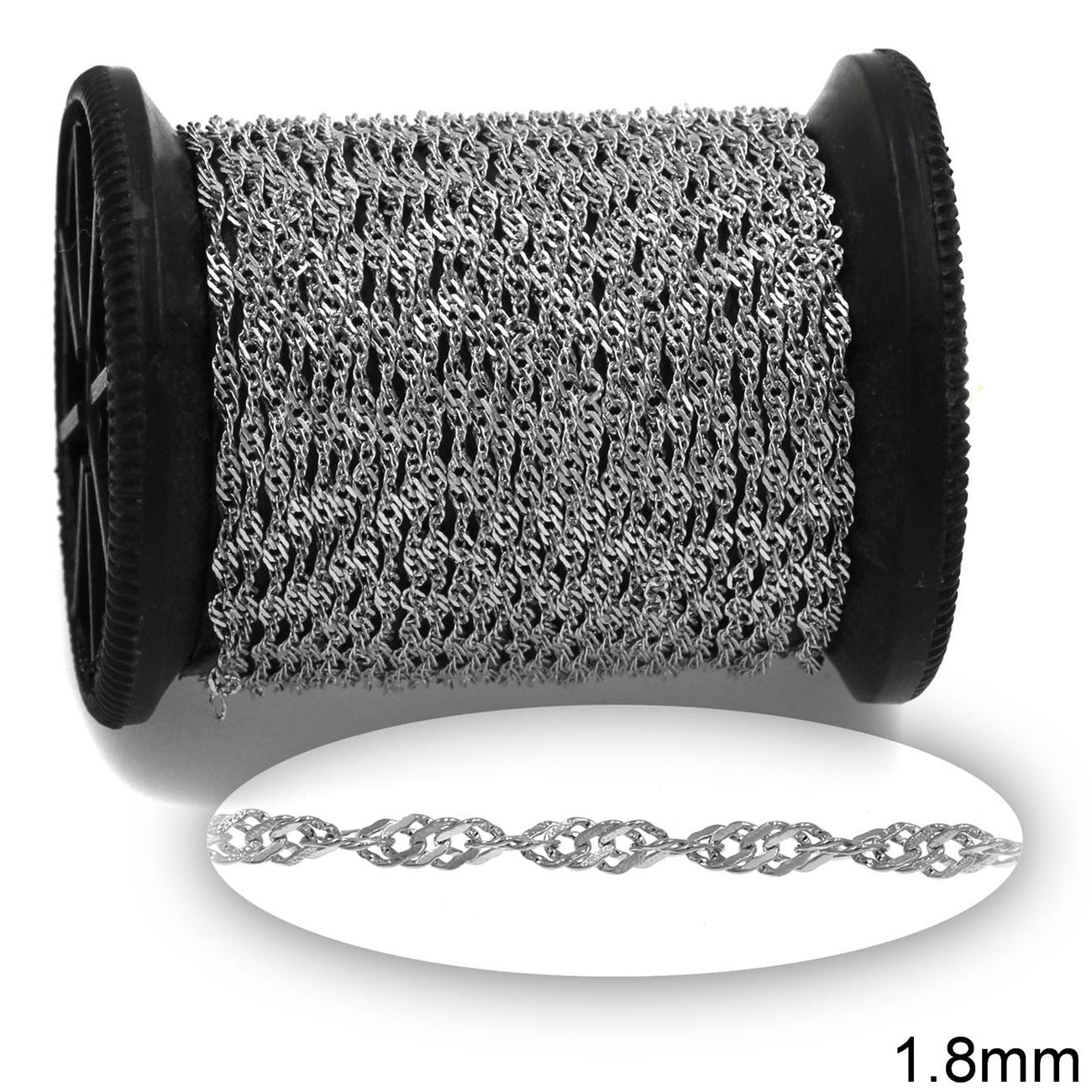 Ατσάλινη αλυσίδα στριφτή Σιγκαπούρη 1.8 mm – συσκευασία 2 μέτρα – So Cute Cut