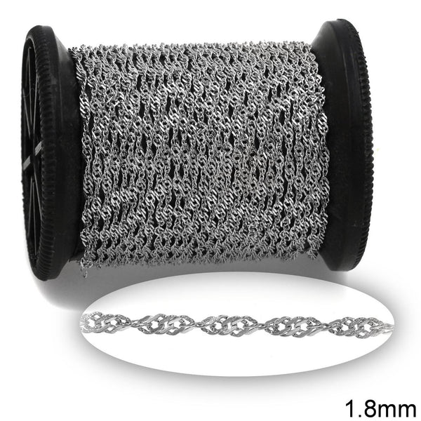 Ατσάλινη αλυσίδα στριφτή Σιγκαπούρη 1.8 mm – συσκευασία 2 μέτρα – So Cute Cut