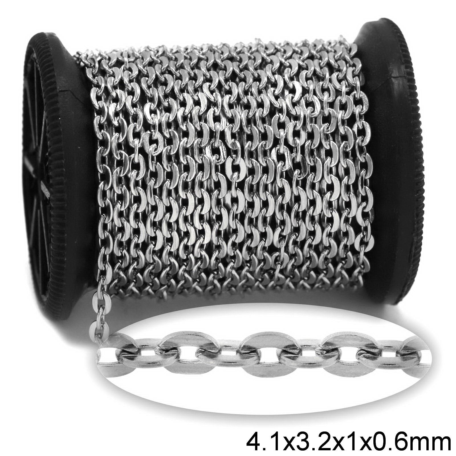Αλυσίδα Ατσάλινη Κρίκος Οβάλ Πλακέ 4.1x3.2x1x0.6mm σε συσκευασία 2 μέτρων - So Cute Cut