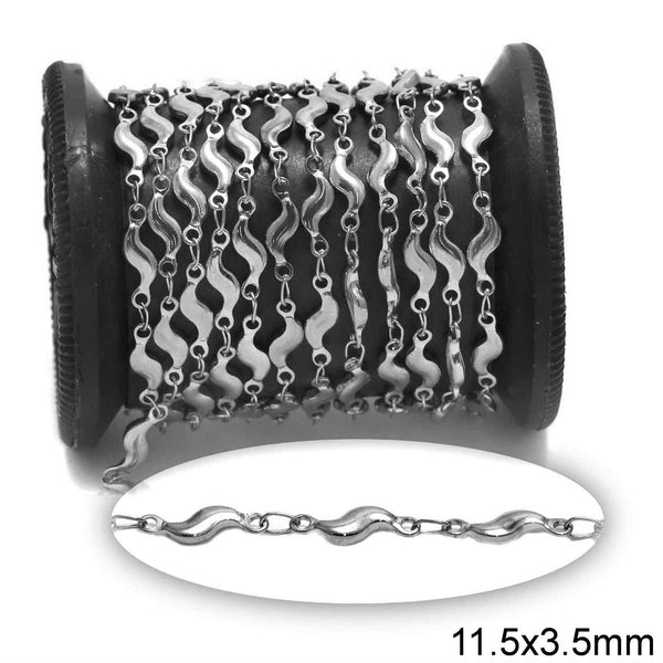 Αλυσίδα Ατσάλινη Κυματιστό Διάστημα 11.5x3.5mm σε συσκευασία - So Cute Cut