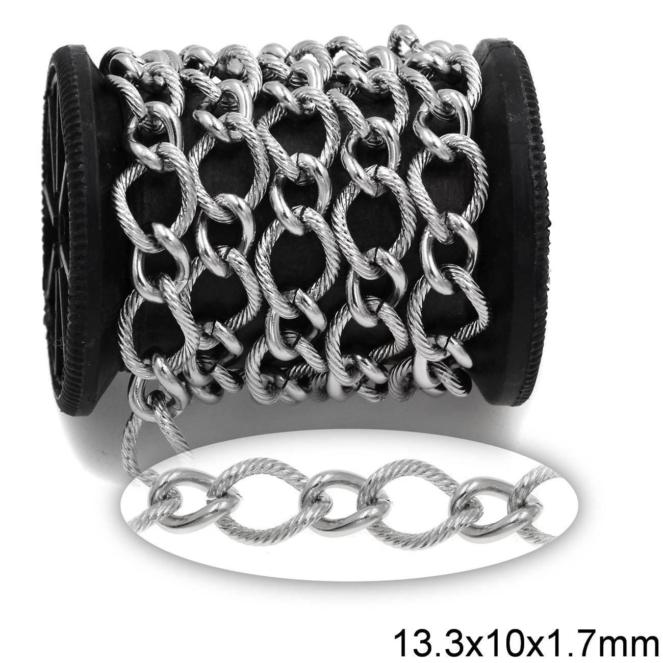 Αλυσίδα Ατσάλινη Κρίκος Οβάλ 1:1 Λείος 9.9x7.3x2mm & Σαγρέ 13.3x10x1.7mm σε συσκευασία 2 μέτρων - So Cute Cut