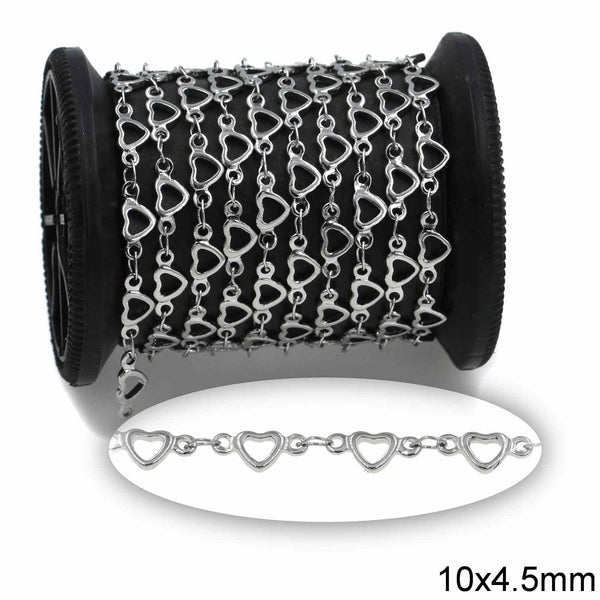 Αλυσίδα Ατσάλινη Καρδιές Περίγραμμα 10x4.5mm σε συσκευασία 2 μέτρων - So Cute Cut