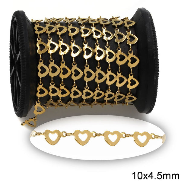Αλυσίδα Ατσάλινη Καρδιές Περίγραμμα 10x4.5mm σε συσκευασία 2 μέτρων - So Cute Cut