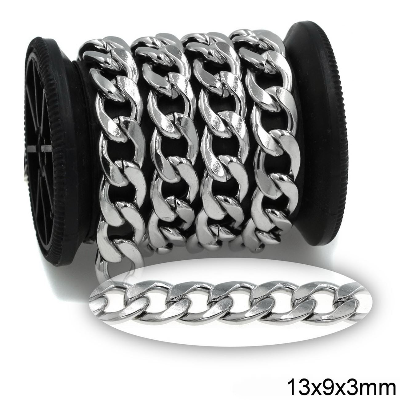 Αλυσίδα Ατσάλινη Γκουρμέτ Διαμαντέ 13x9x3mm σε συσκευασία 2 μέτρων - So Cute Cut