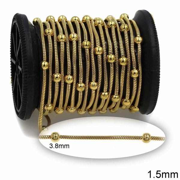 Αλυσίδα Ατσάλινη Φίδι 1.5mm με Μπίλια 3.8mm σε συσκευασία - So Cute Cut