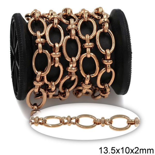 Αλυσίδα Ατσάλινη Fancy Οβάλ Κρίκος 13.5x10x2mm με Ενωτικά σε συσκευασία 2 μέτρων - So Cute Cut