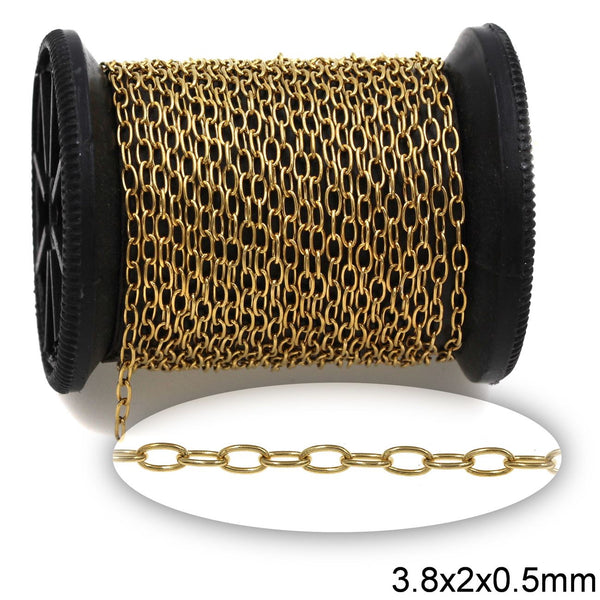 Αλυσίδα Ατσάλινη Κρίκος Οβάλ Κολλητή 3.8x2x0.5mm σε συσκευασία 2 μέτρων - So Cute Cut