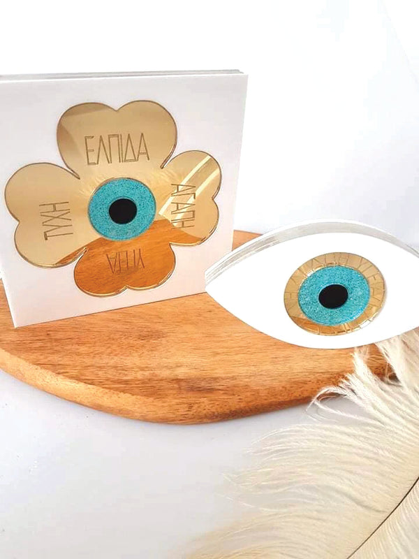 Γούρι τετράγωνο τριφύλλι με ευχές - So Cute Cut