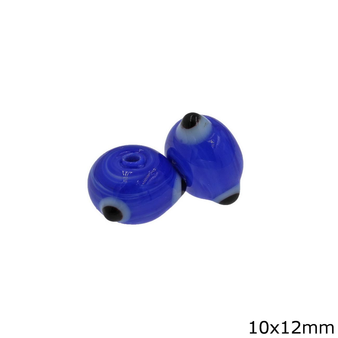Χάνδρα Γυάλινη Ροδέλα με Μάτι 10x12mm σε συσκευασία 10 τεμαχίων - So Cute Cut