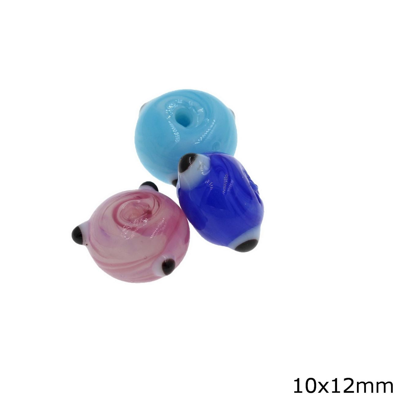 Χάνδρα Γυάλινη Ροδέλα με Μάτι 10x12mm σε συσκευασία 10 τεμαχίων - So Cute Cut