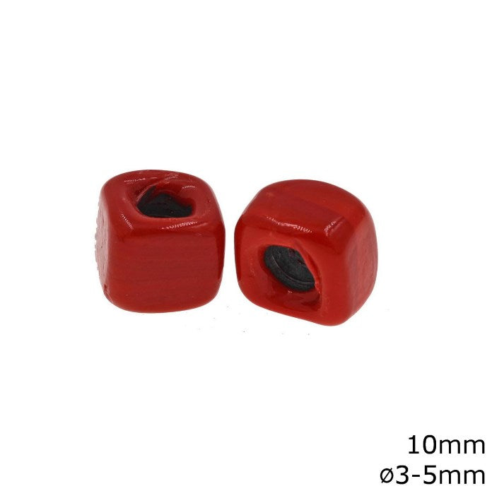 Γυάλινη Χάνδρα Κύβος 10mm με Φ3-5mm σε συσκευασία 50 τεμαχίων - So Cute Cut