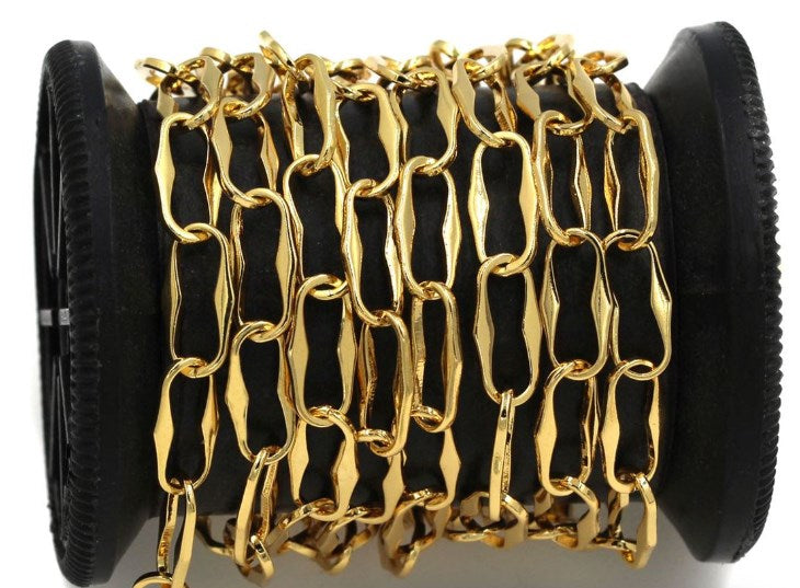 Αλυσίδα Μπρούτζινη Κρίκος Οβάλ 2.3x1.15x0.3mm, Επίχρυση NF σε συσκευασία 2 μέτρων - So Cute Cut