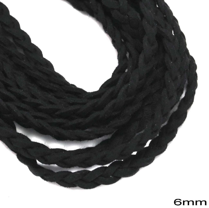 Κορδόνι suede πλακέ πλεξούδα 6mm σε συσκευασία 5 μέτρων - So Cute Cut
