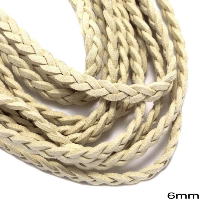 Κορδόνι suede πλακέ πλεξούδα 6mm σε συσκευασία 5 μέτρων - So Cute Cut