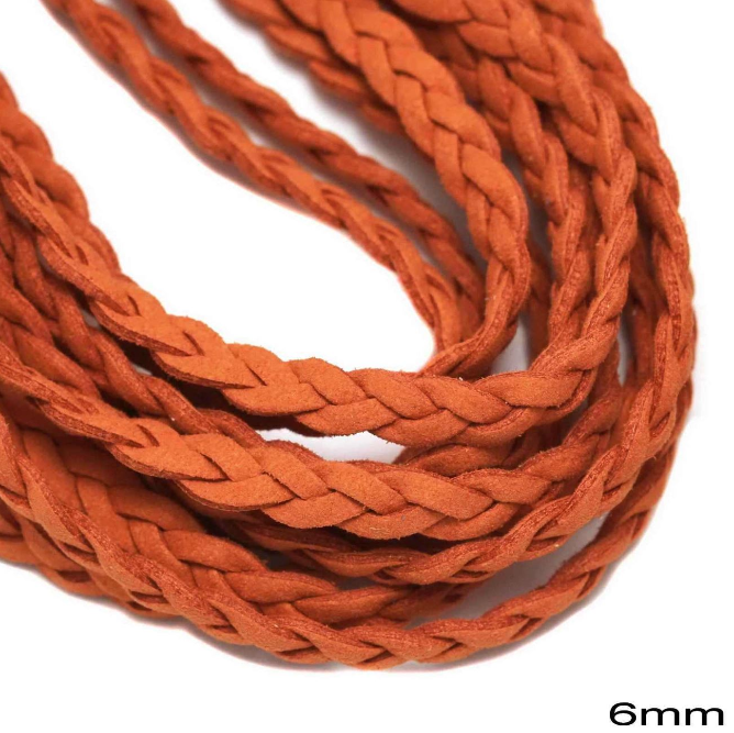 Κορδόνι suede πλακέ πλεξούδα 6mm σε συσκευασία 5 μέτρων - So Cute Cut