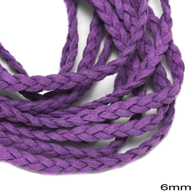 Κορδόνι suede πλακέ πλεξούδα 6mm σε συσκευασία 5 μέτρων - So Cute Cut