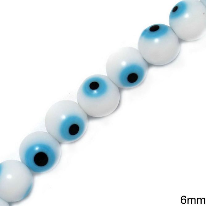 Χάντρα Γυάλινη Μάτι 6mm σε συσκευασία - So Cute Cut