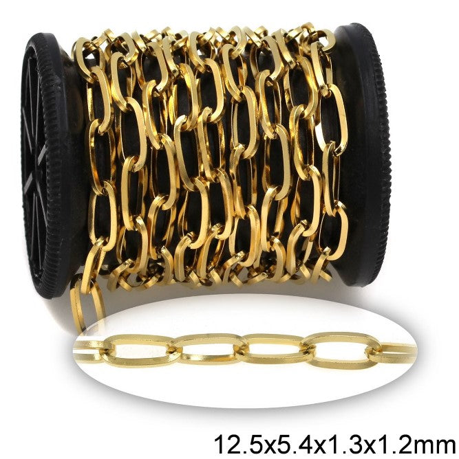 Αλυσίδα Ατσάλινη Κρίκος Οβάλ Πλακέ 12x5.9x1.3x1.2mm σε συσκευασία 2 μέτρων - So Cute Cut