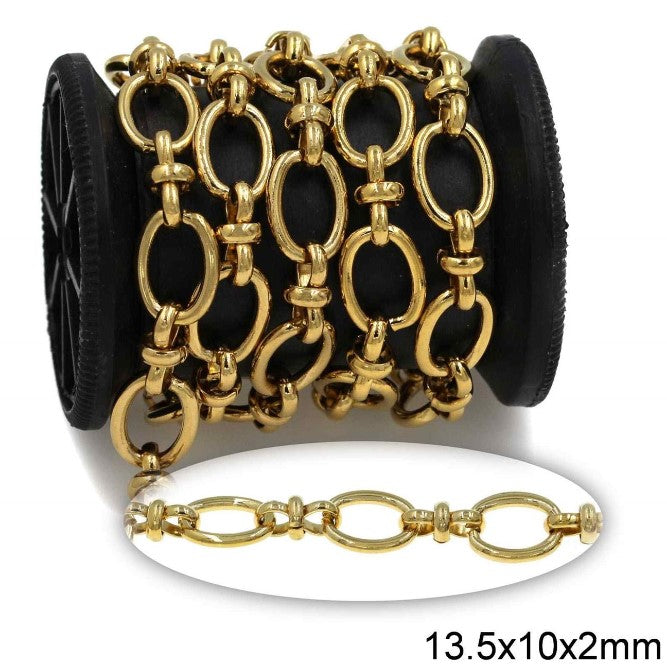 Αλυσίδα Ατσάλινη Fancy Οβάλ Κρίκος 13.5x10x2mm με Ενωτικά σε συσκευασία 2 μέτρων - So Cute Cut