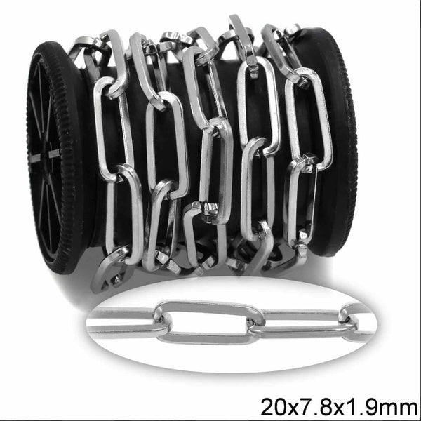 Αλυσίδα Ατσάλινη Μακρύ Οβάλ Πλακέ 20x7.3x1.9mm σε συσκευασία 2 μέτρων - So Cute Cut