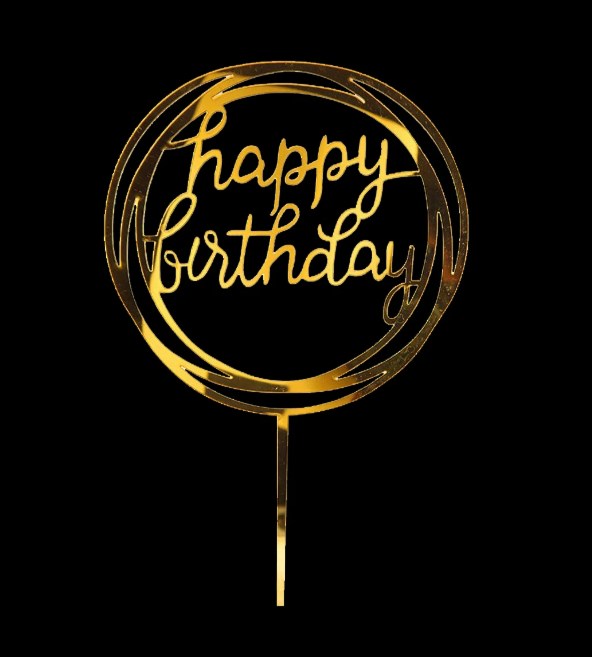 Τόπερ happy birthday για τούρτα γενεθλίων σε χρυσό καθρέπτη - So Cute Cut