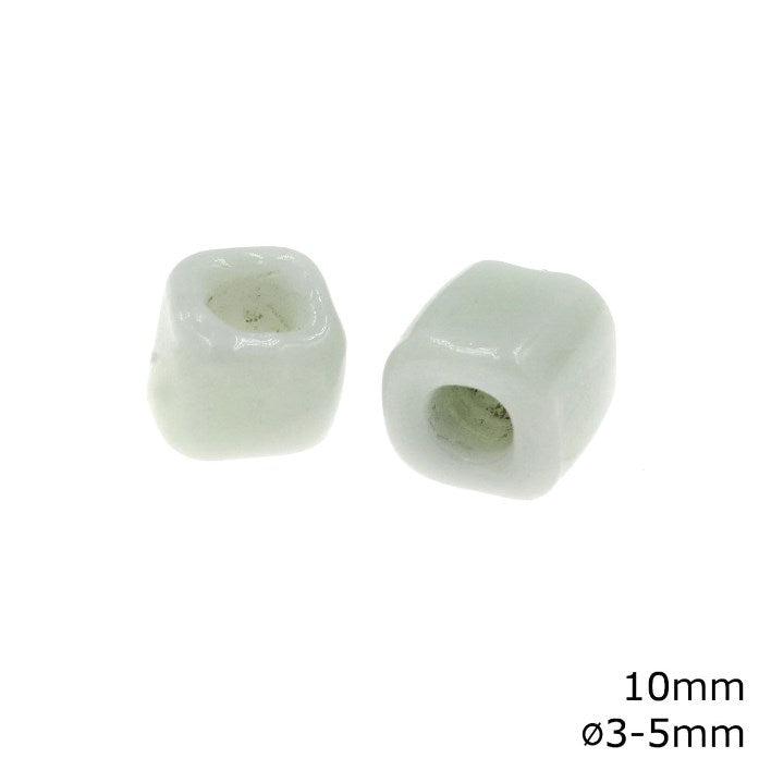 Γυάλινη Χάνδρα Κύβος 10mm με Φ3-5mm σε συσκευασία 50 τεμαχίων - So Cute Cut