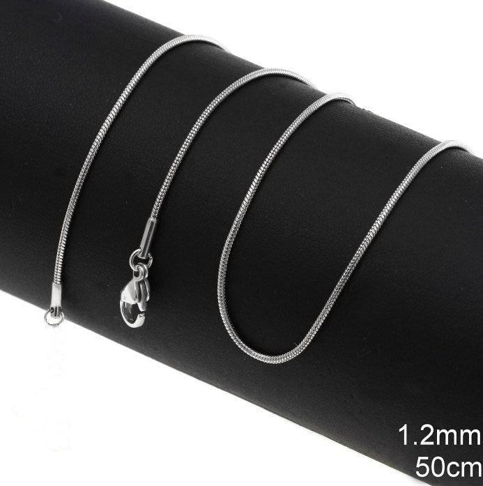 Αλυσίδα Ατσάλινη Φίδι Στρογγυλό 1.2mm σε συσκευασία 4 τεμαχίων - So Cute Cut